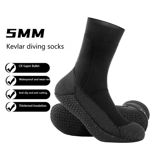 5mm diving socks thickened warm, wear-resistant, waterproof, non-slip, cold and cut resistant CR super elastic Kevlar swimming and beach socks