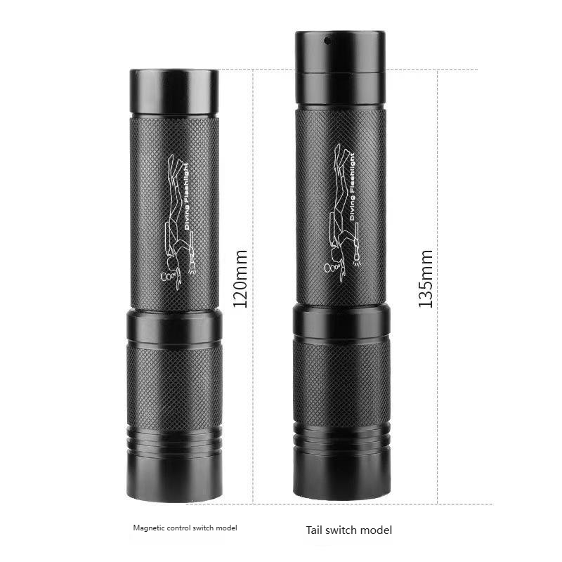 Multi-functional underwater professional diving flashlight strong charging super bright waterproof outdoor fishing aluminum alloy searchlight