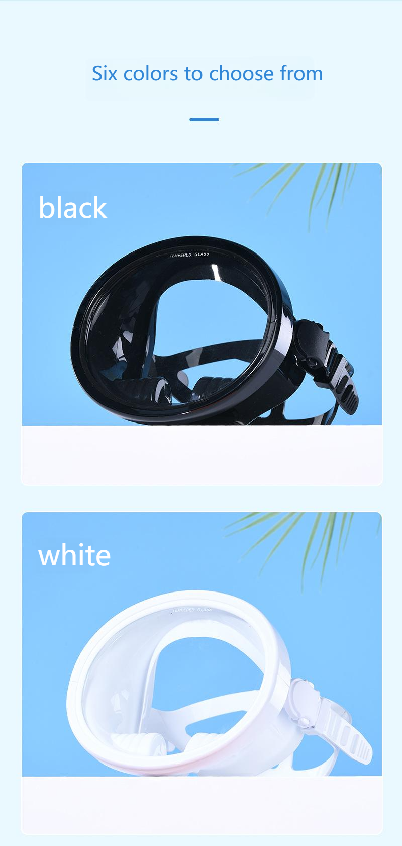 Large frame HD free diving mask equipped with swimming snorkeling mask